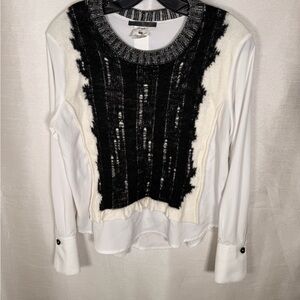 Crea Concept Mixed Media Knit Blouse EU 40 Avant-Garde Black White